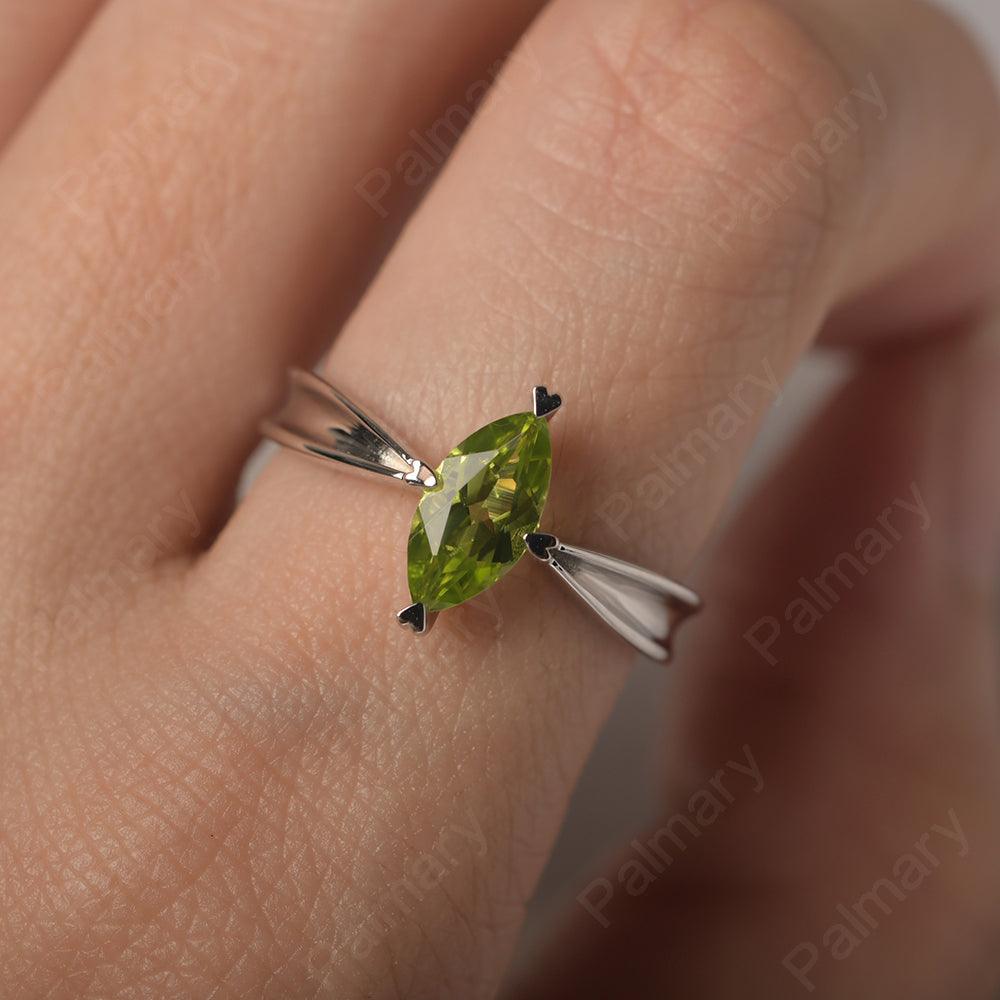 Marquise Cut Peridot Solitaire Rings - Palmary