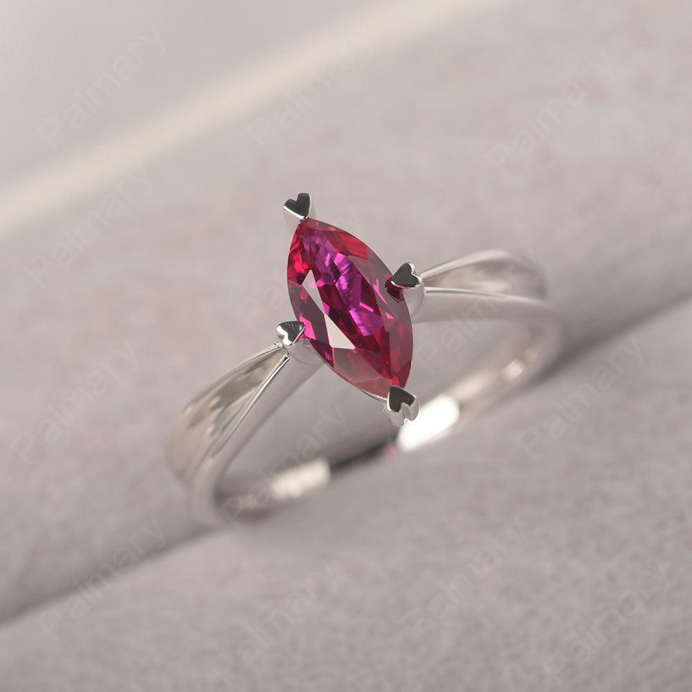 Marquise Cut Ruby Solitaire Rings - Palmary