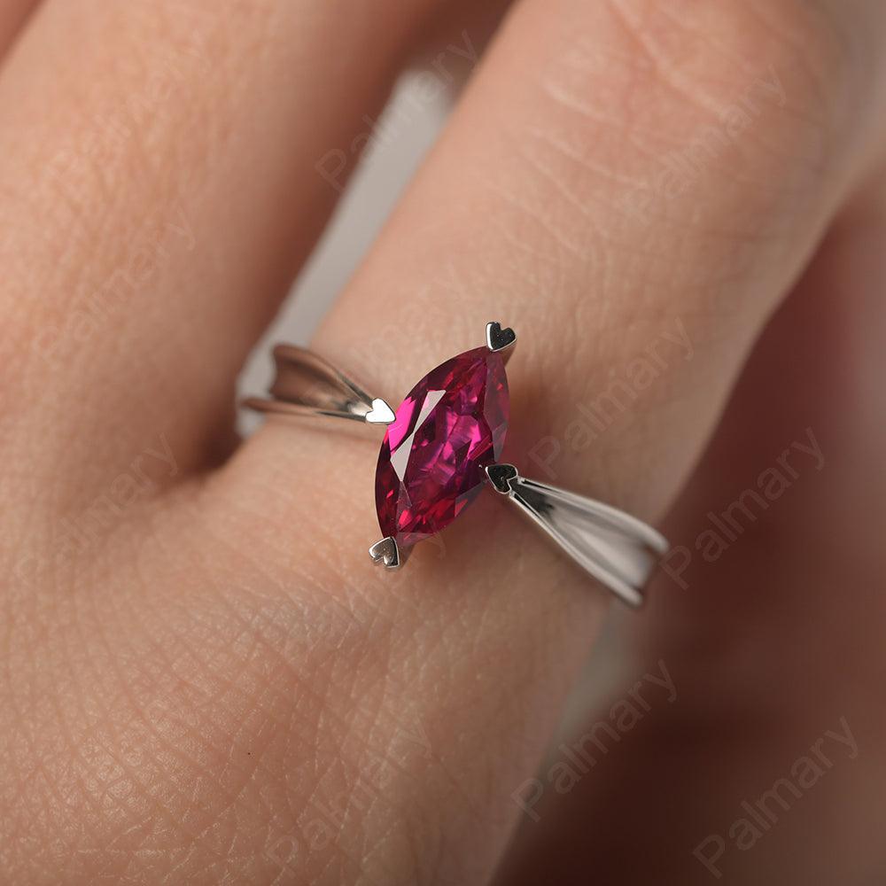 Marquise Cut Ruby Solitaire Rings - Palmary