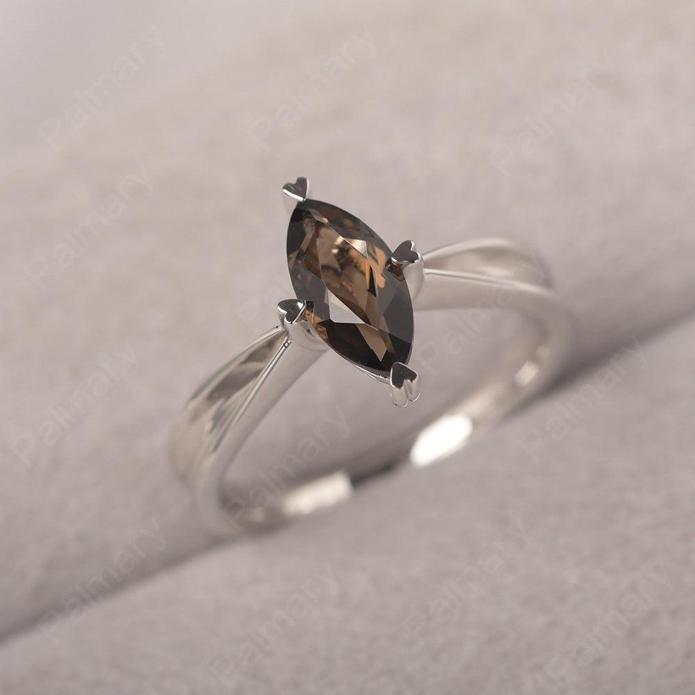 Marquise Cut Smoky Quartz  Solitaire Rings - Palmary