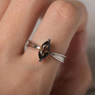 Marquise Cut Smoky Quartz  Solitaire Rings - Palmary