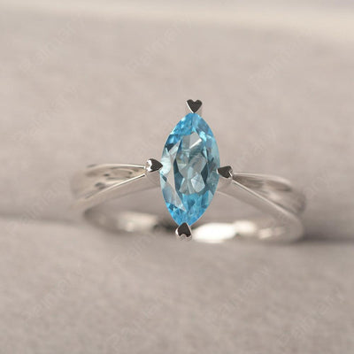 Marquise Cut Swiss Blue Topaz Solitaire Rings - Palmary