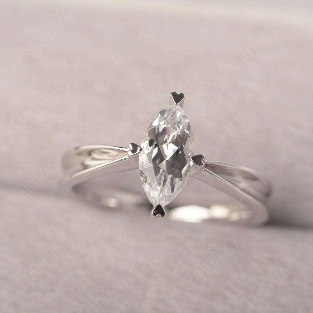 Marquise Cut White Topaz Solitaire Rings - Palmary