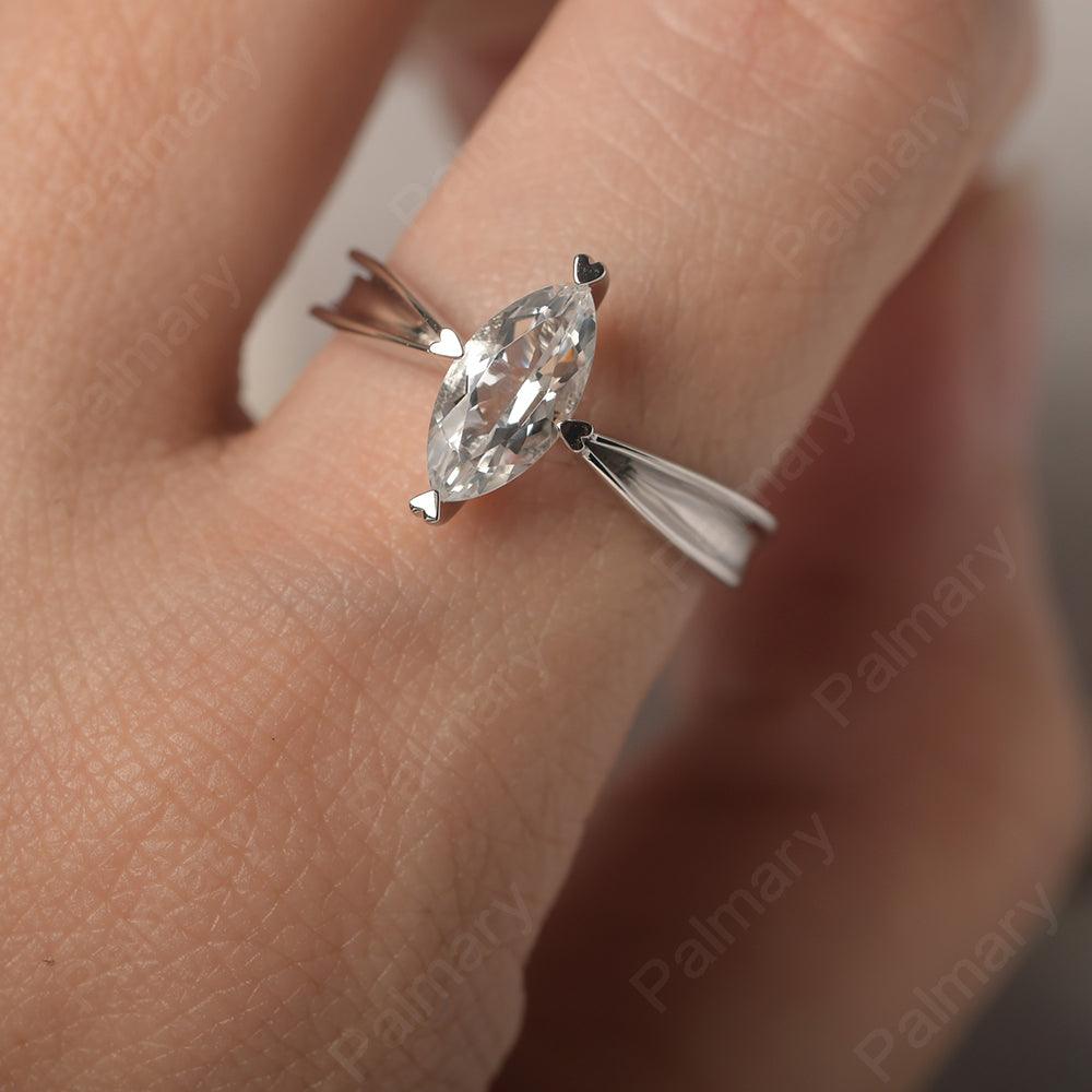 Marquise Cut White Topaz Solitaire Rings - Palmary
