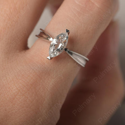 Marquise Cut White Topaz Solitaire Rings - Palmary