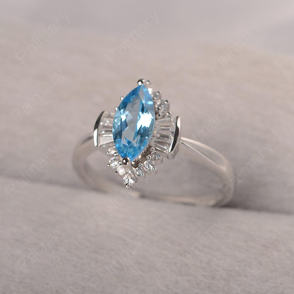 Marquise Cut Vintage Swiss Blue Topaz Rings - Palmary