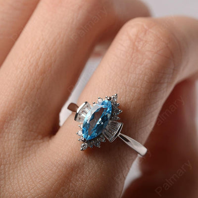 Marquise Cut Vintage Swiss Blue Topaz Rings - Palmary