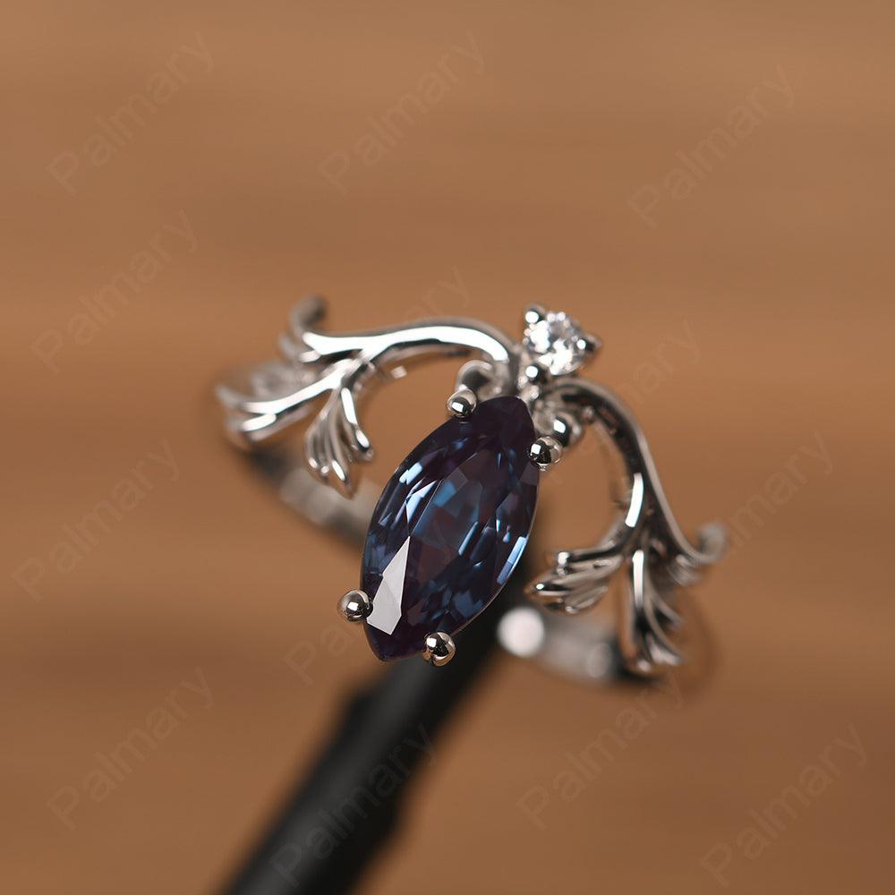 Marquise Cut Unusual Alexandrite Engagement Rings - Palmary