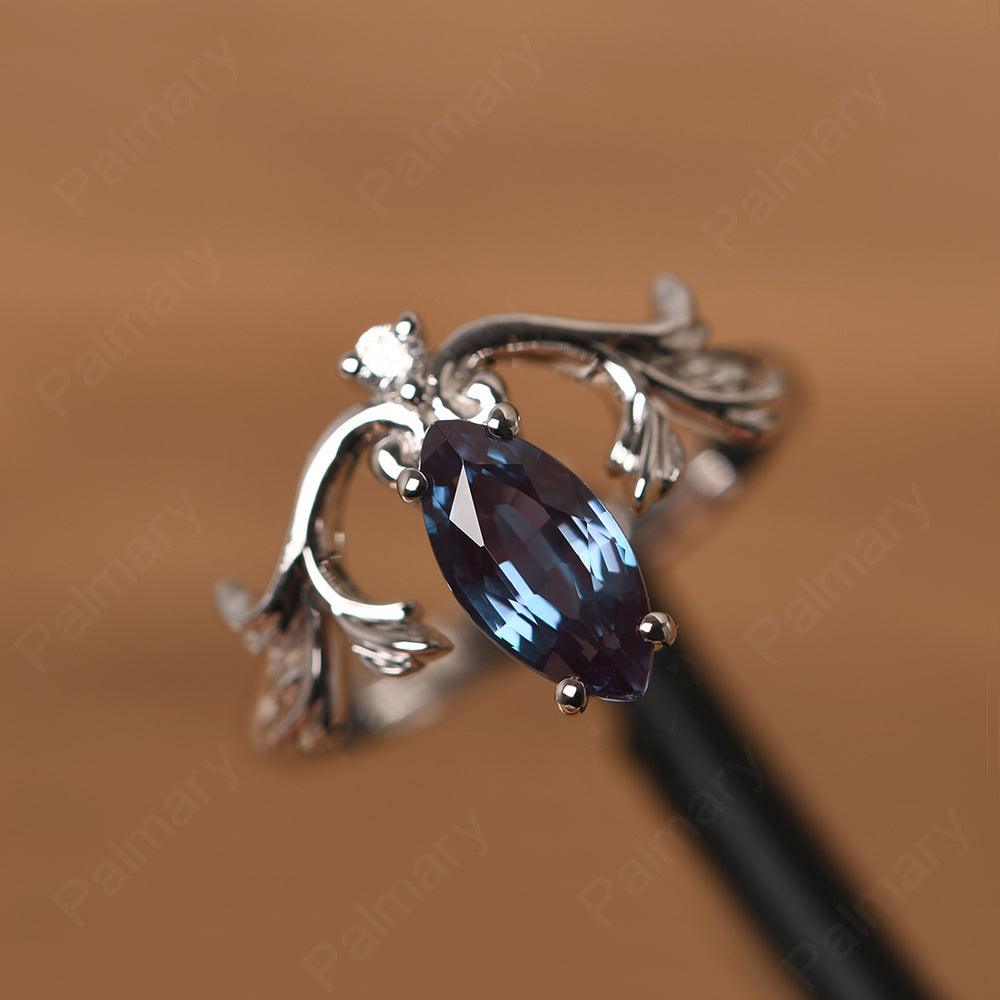 Marquise Cut Unusual Alexandrite Engagement Rings - Palmary