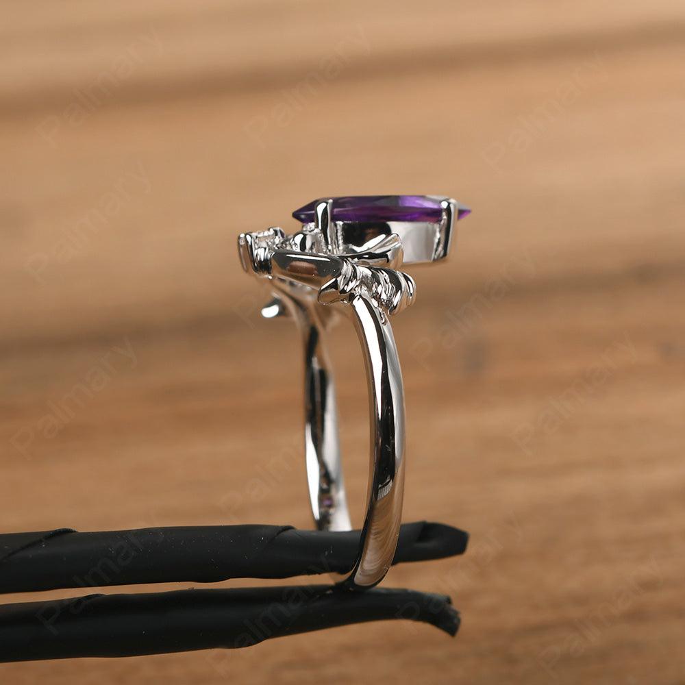 Marquise Cut Unusual Amethyst Engagement Rings - Palmary