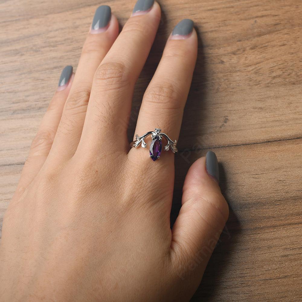 Marquise Cut Unusual Amethyst Engagement Rings - Palmary