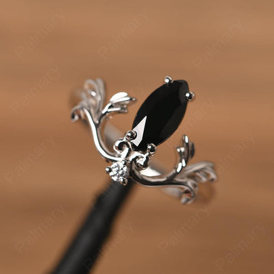 Marquise Cut Unusual Black Spinel Engagement Rings - Palmary