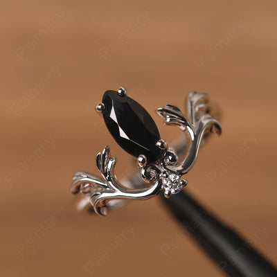 Marquise Cut Unusual Black Spinel Engagement Rings - Palmary