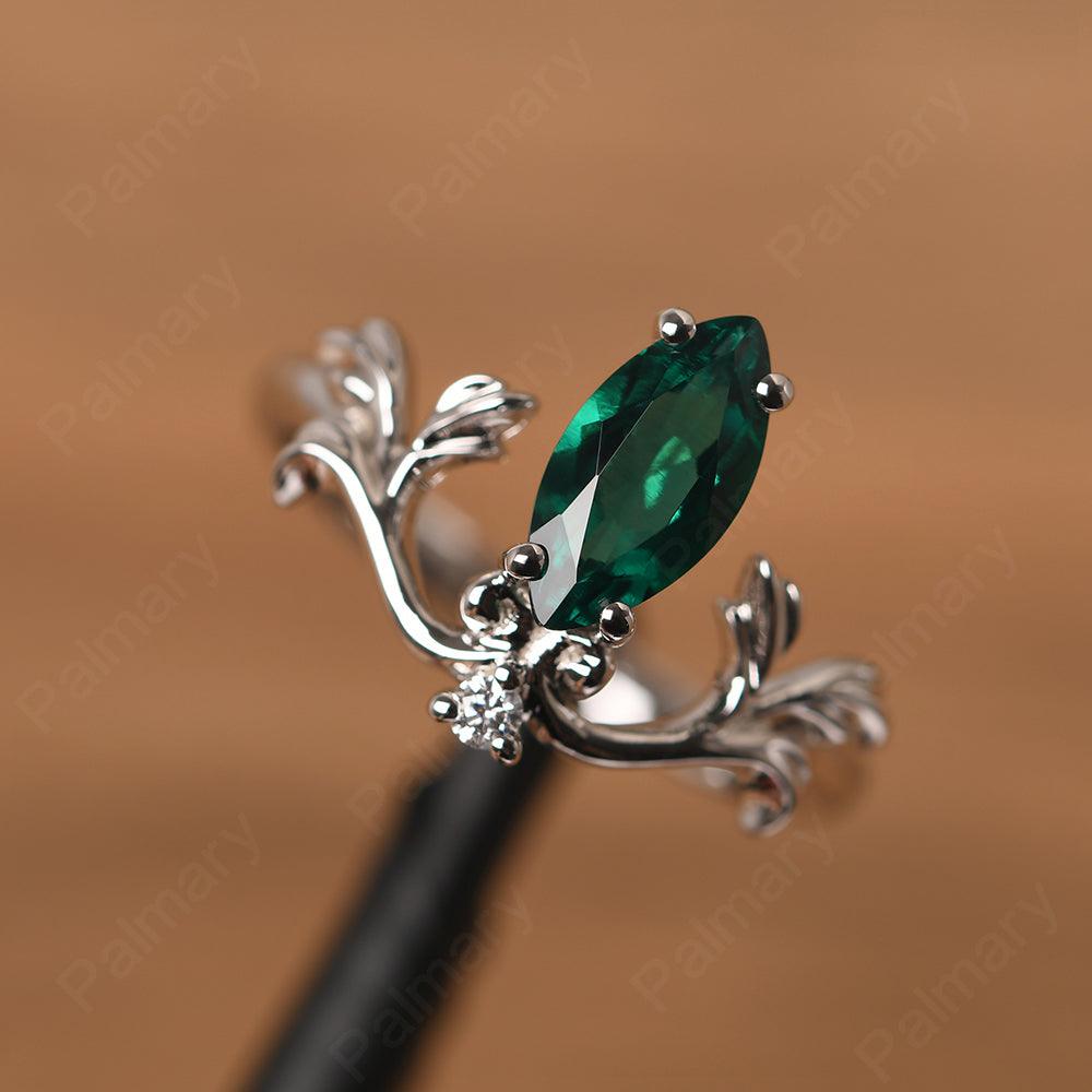 Marquise Cut Unusual Emerald Engagement Rings - Palmary