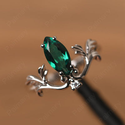Marquise Cut Unusual Emerald Engagement Rings - Palmary