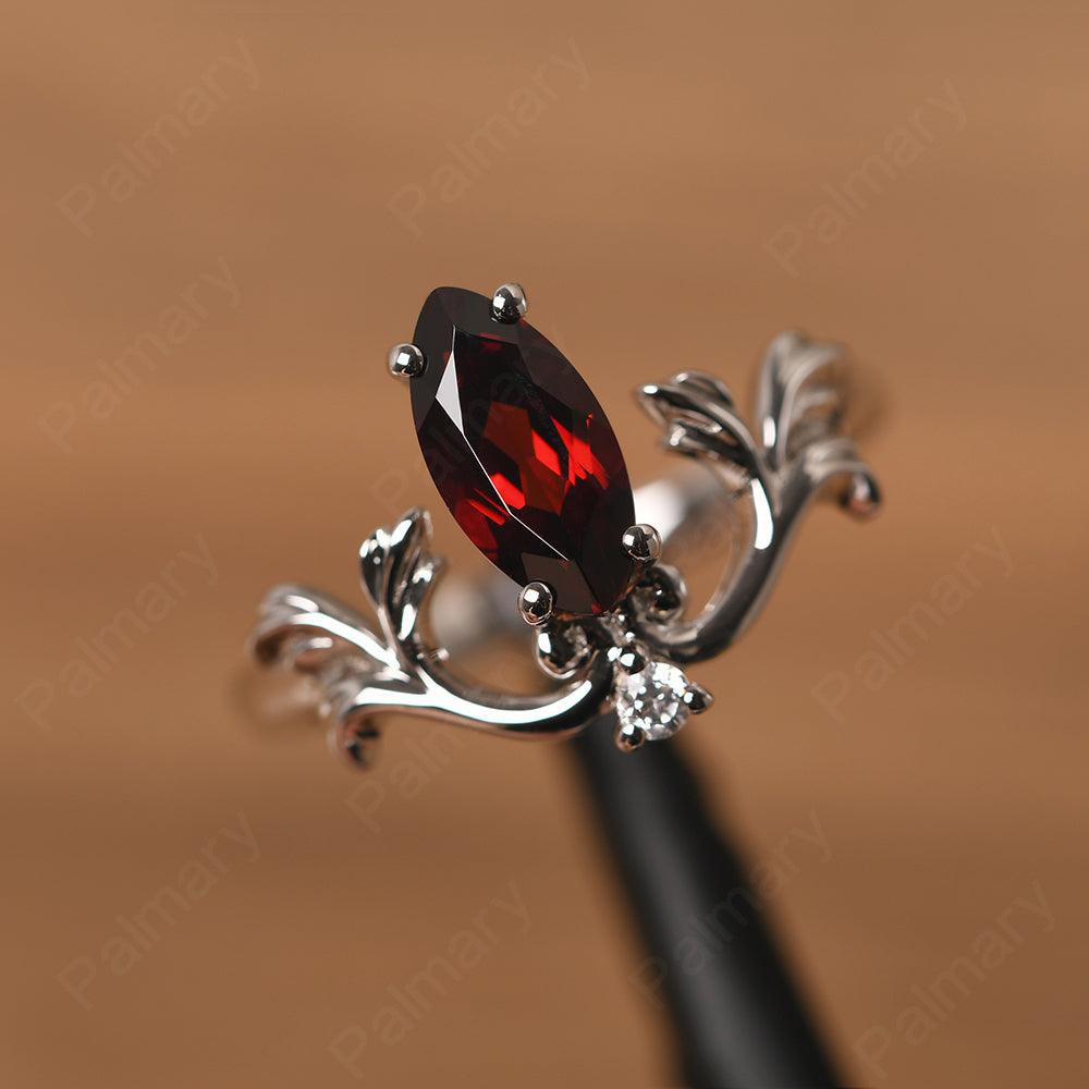 Marquise Cut Unusual Garnet Engagement Rings - Palmary