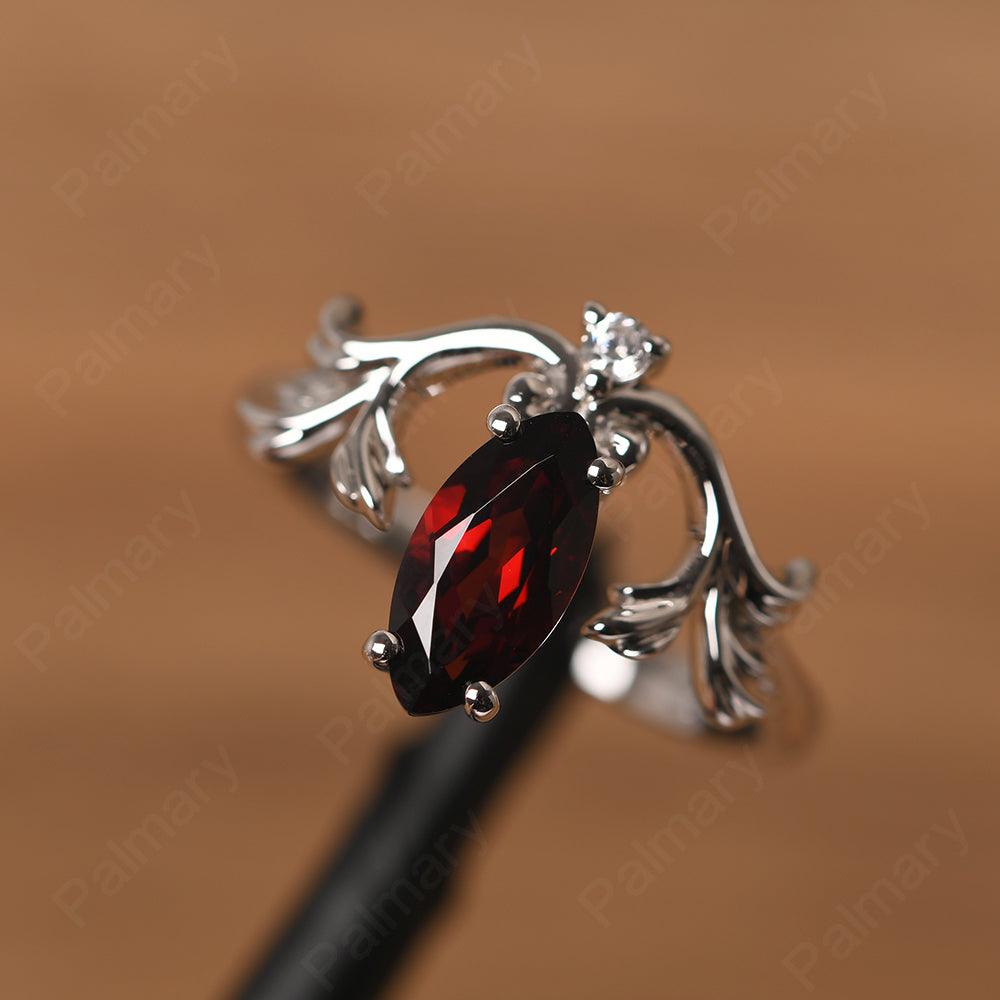 Marquise Cut Unusual Garnet Engagement Rings - Palmary