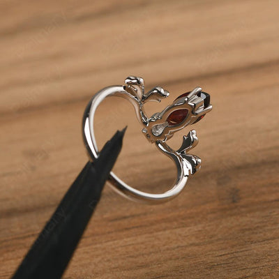 Marquise Cut Unusual Garnet Engagement Rings - Palmary