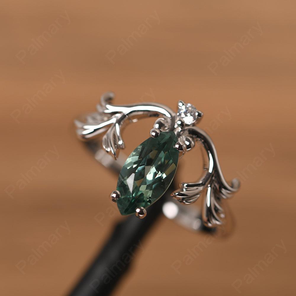 Marquise Cut Unusual Green Sapphire Engagement Rings - Palmary