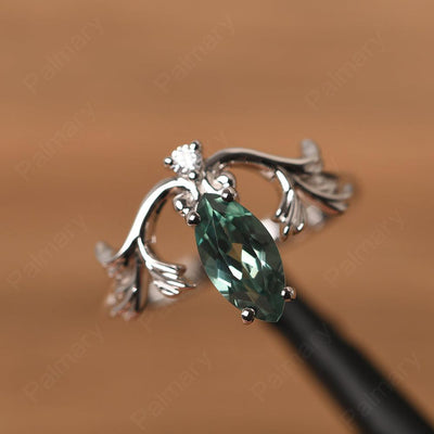 Marquise Cut Unusual Green Sapphire Engagement Rings - Palmary