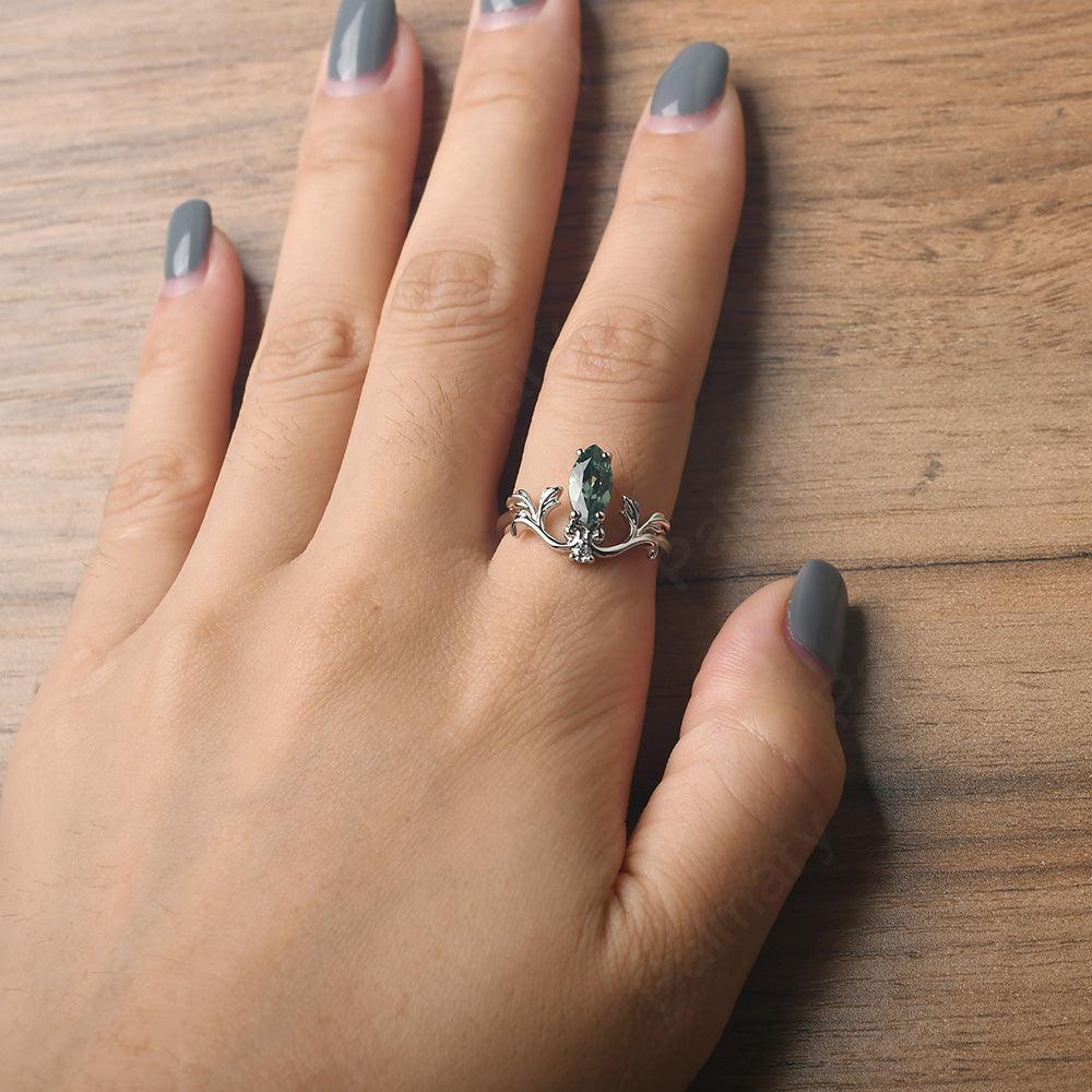 Marquise Cut Unusual Green Sapphire Engagement Rings - Palmary