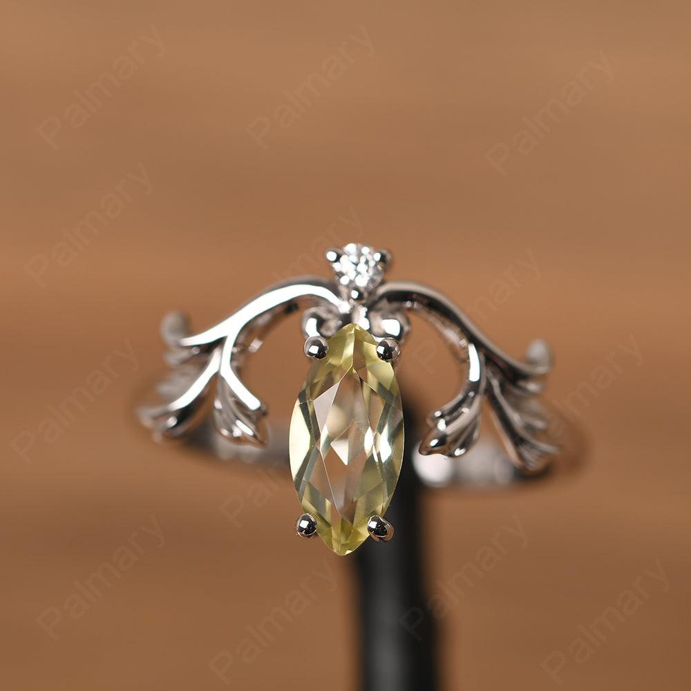 Marquise Cut Unusual Lemon Quartz Engagement Rings - Palmary