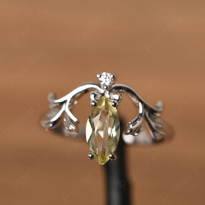 Marquise Cut Unusual Lemon Quartz Engagement Rings - Palmary