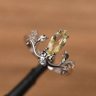 Marquise Cut Unusual Lemon Quartz Engagement Rings - Palmary