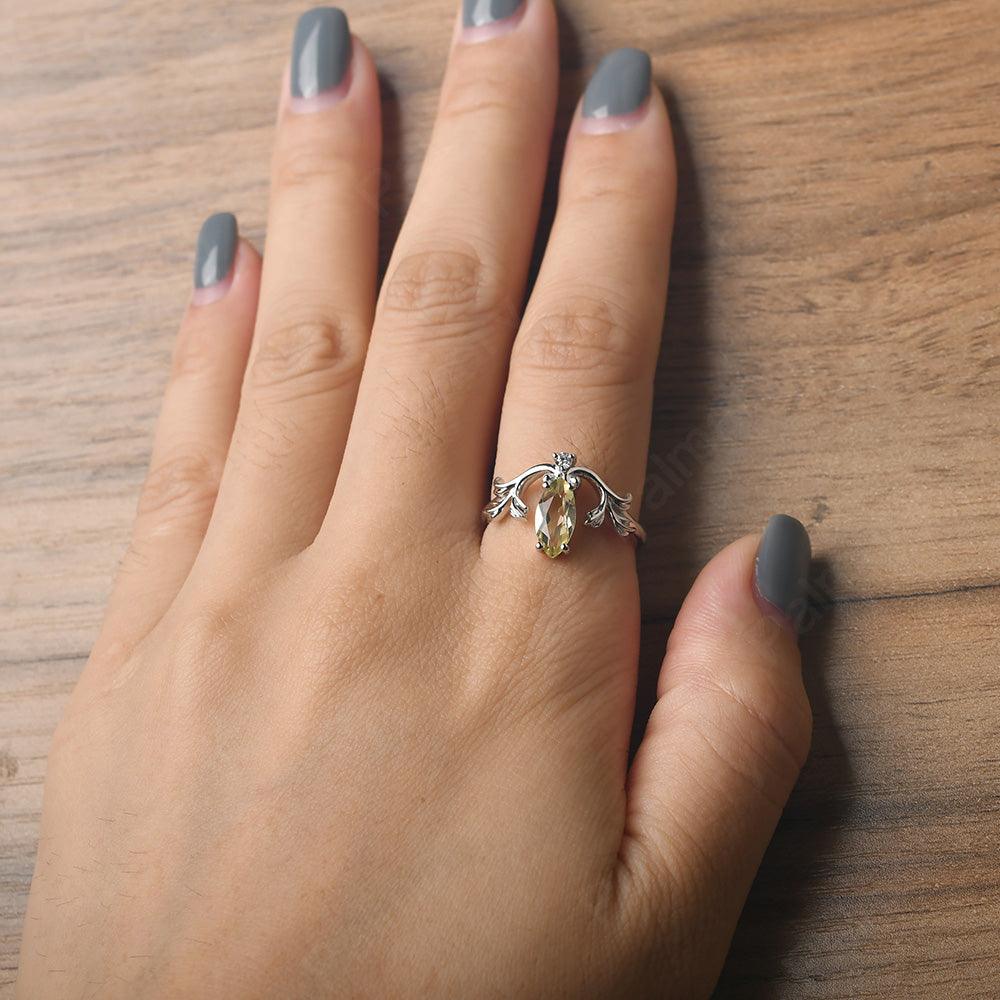 Marquise Cut Unusual Lemon Quartz Engagement Rings - Palmary