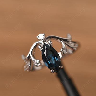 Marquise Cut Unusual London Blue Topaz Engagement Rings - Palmary