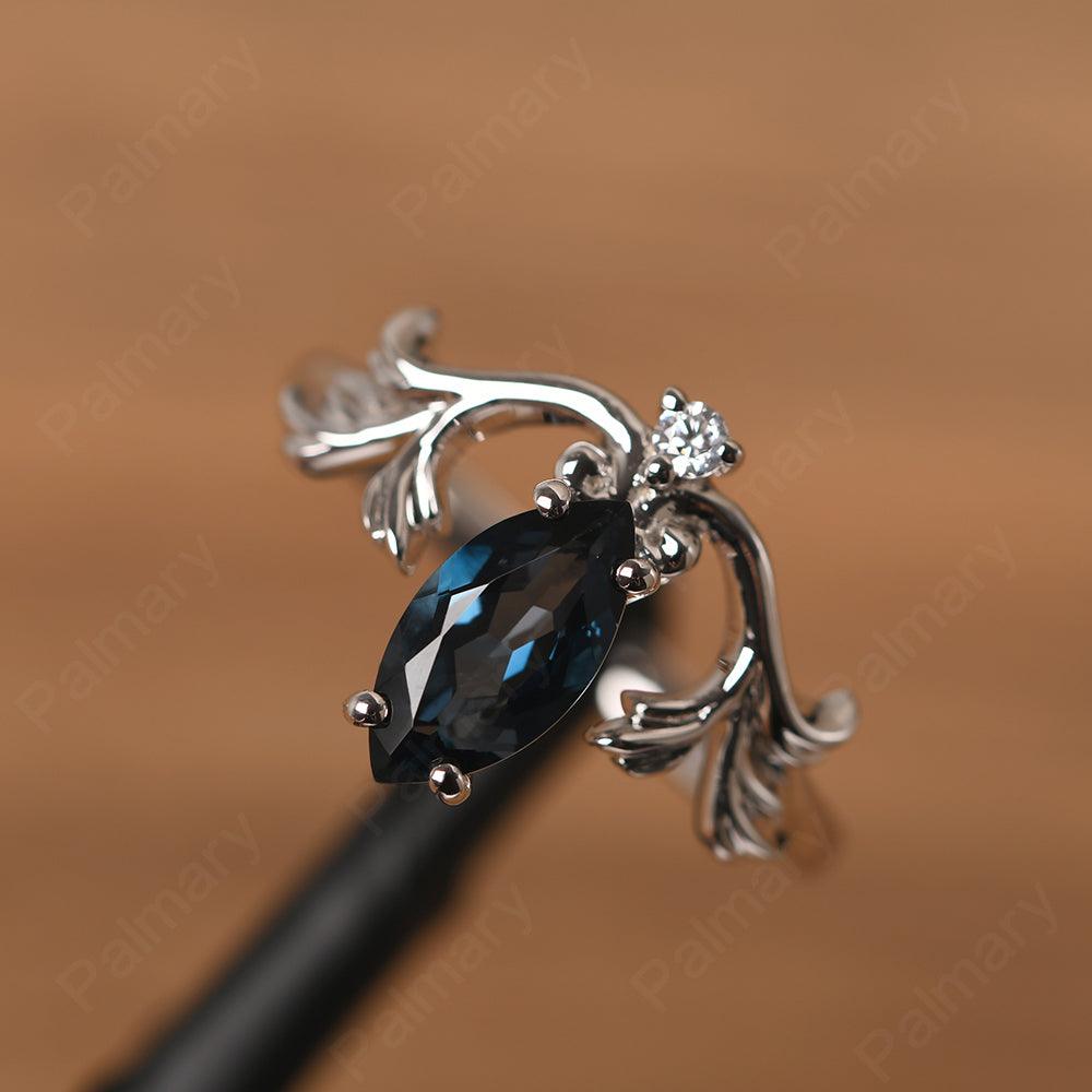 Marquise Cut Unusual London Blue Topaz Engagement Rings - Palmary