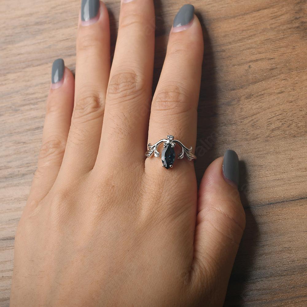 Marquise Cut Unusual London Blue Topaz Engagement Rings - Palmary