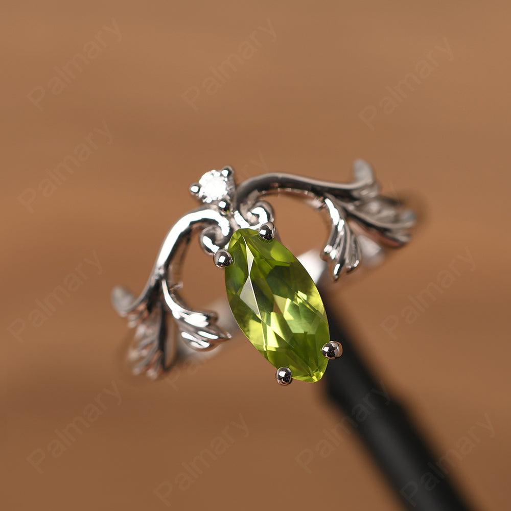Marquise Cut Unusual Peridot Engagement Rings - Palmary