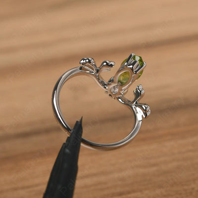 Marquise Cut Unusual Peridot Engagement Rings - Palmary