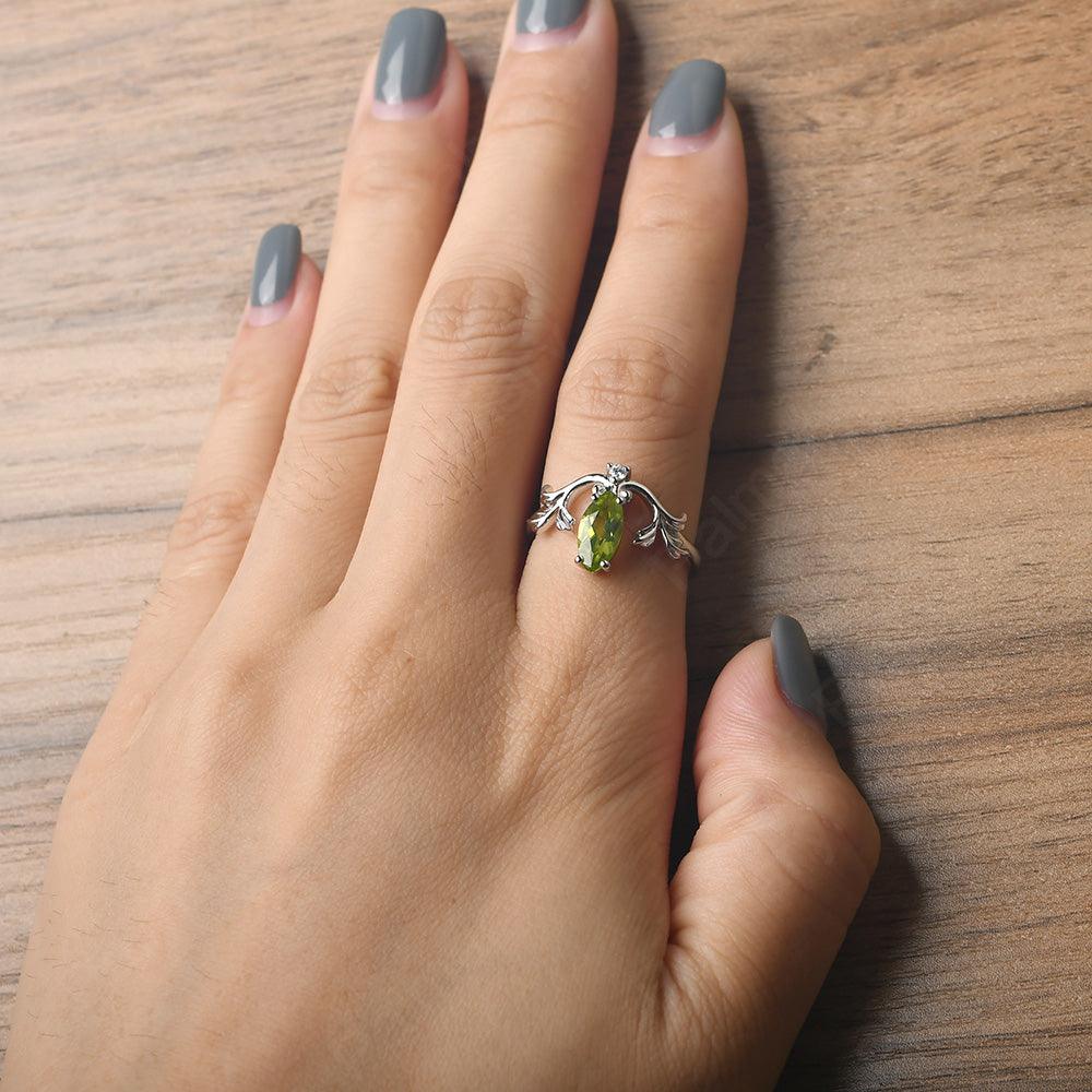 Marquise Cut Unusual Peridot Engagement Rings - Palmary