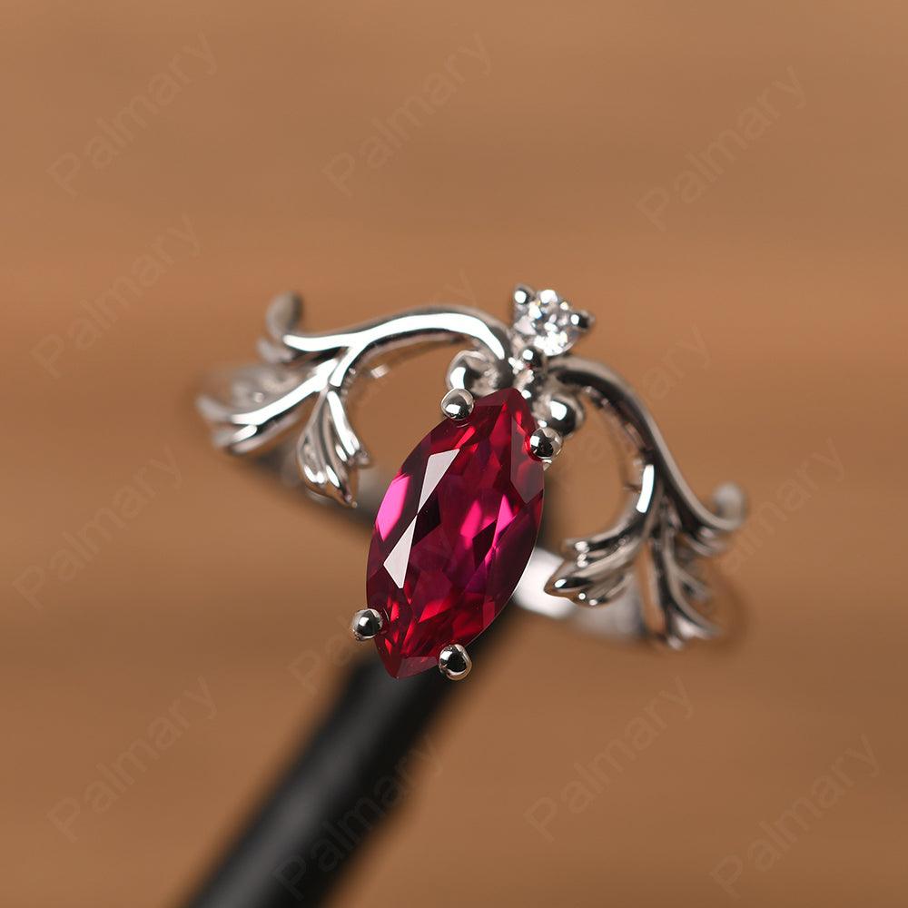 Marquise Cut Unusual Ruby Engagement Rings - Palmary