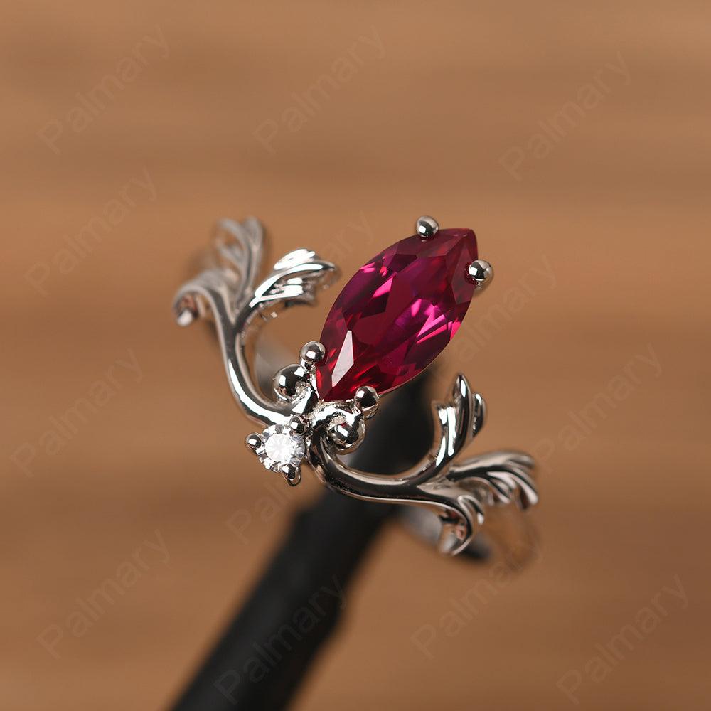 Marquise Cut Unusual Ruby Engagement Rings - Palmary