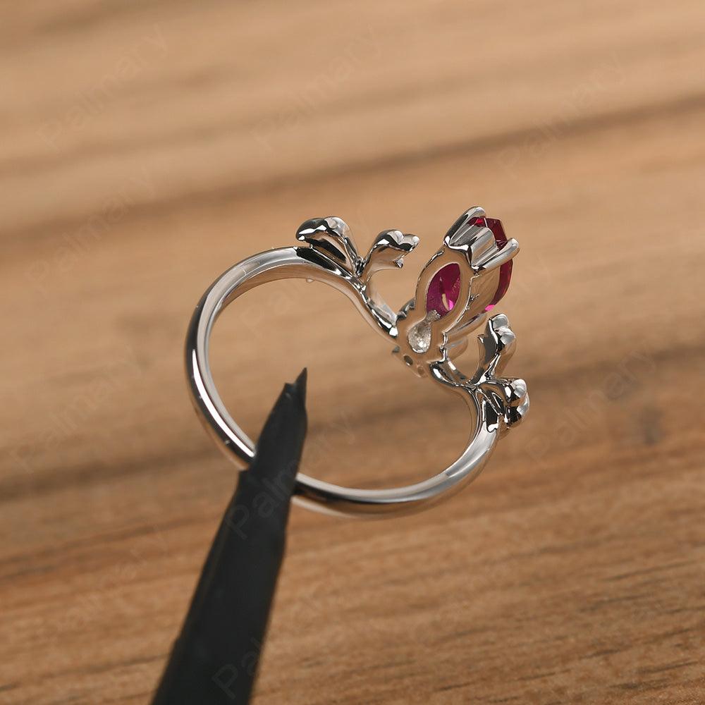 Marquise Cut Unusual Ruby Engagement Rings - Palmary