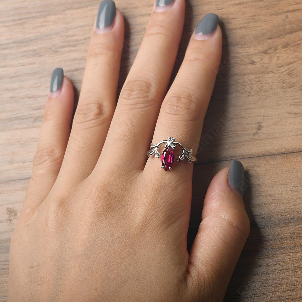 Marquise Cut Unusual Ruby Engagement Rings - Palmary