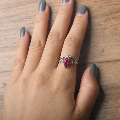 Marquise Cut Unusual Ruby Engagement Rings - Palmary