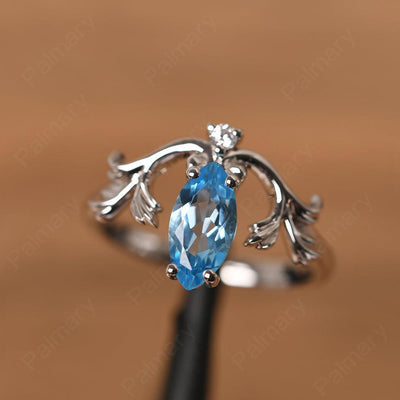 Marquise Cut Unusual Swiss Blue Topaz Engagement Rings - Palmary