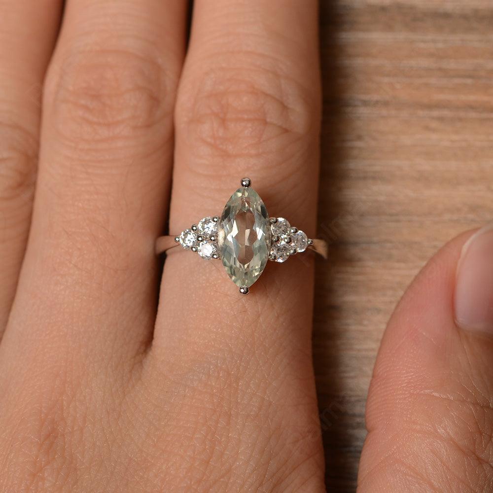 Large Marquise Cut Green Amethyst Rings - Palmary