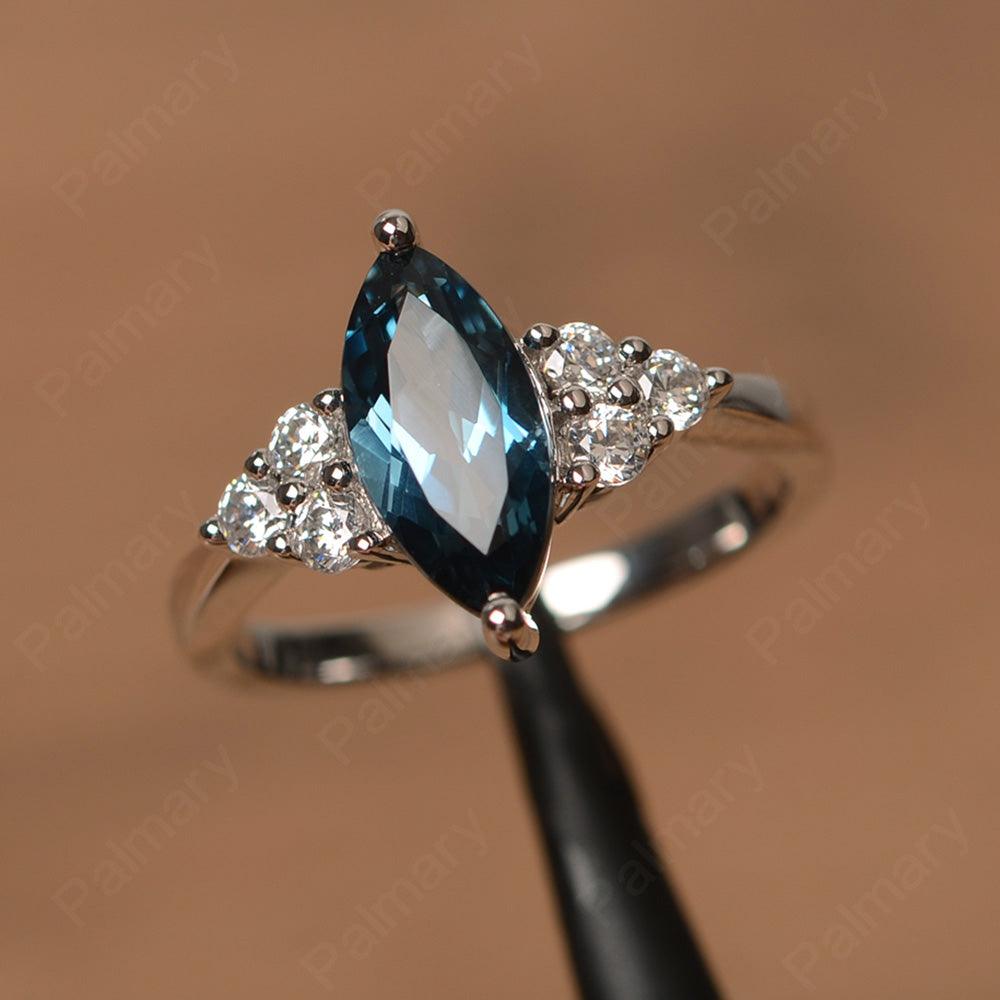Large Marquise Cut London Blue Topaz Rings - Palmary