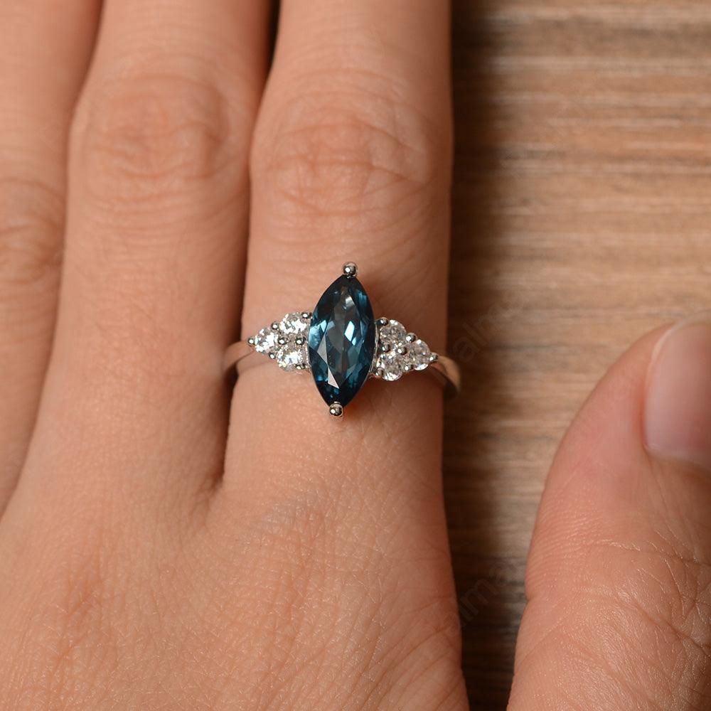 Large Marquise Cut London Blue Topaz Rings - Palmary