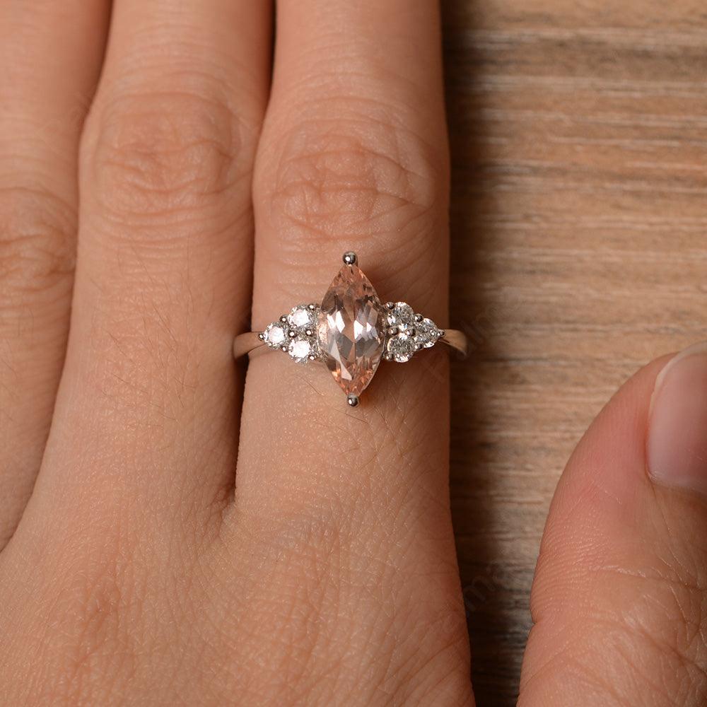 Large Marquise Cut Morganite Rings - Palmary