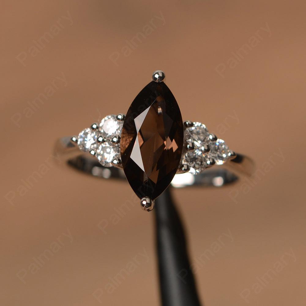 Large Marquise Cut Smoky Quartz  Rings - Palmary