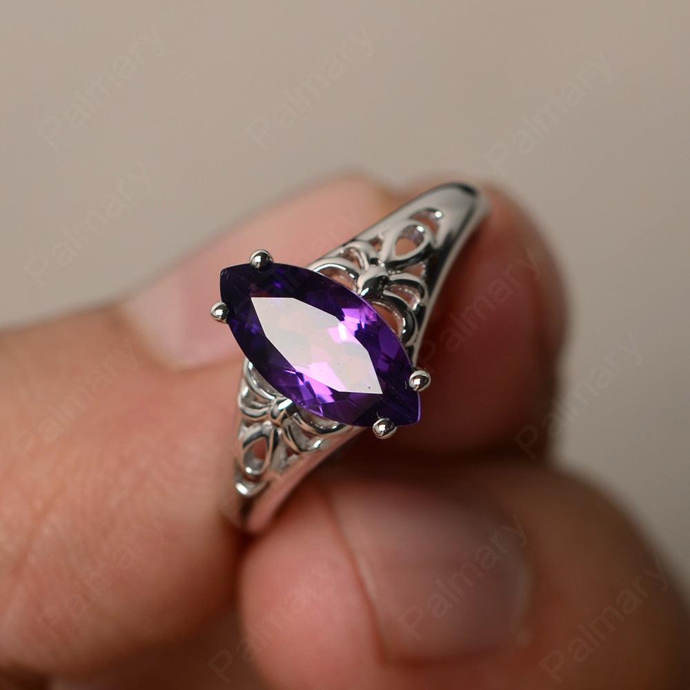 Marquise Cut Amethyst Cocktail Ring - Palmary