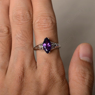 Marquise Cut Amethyst Cocktail Ring - Palmary
