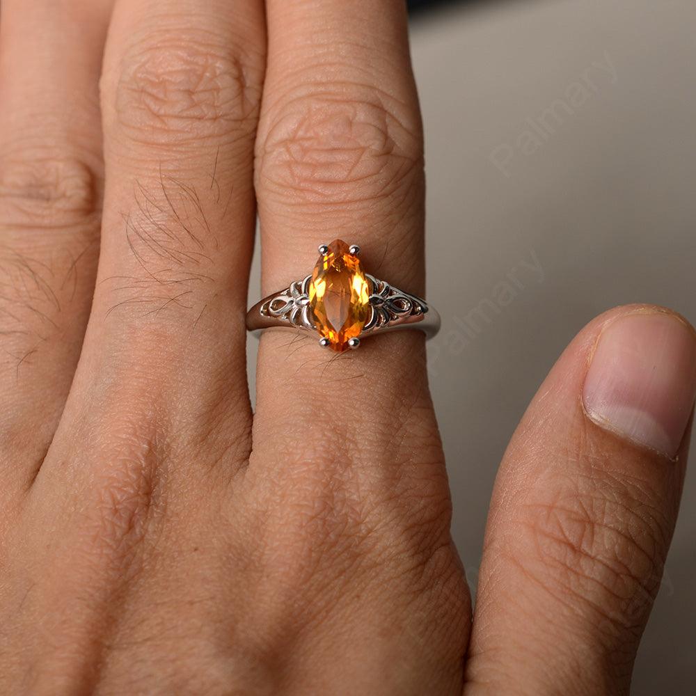 Marquise Cut Citrine Cocktail Ring - Palmary