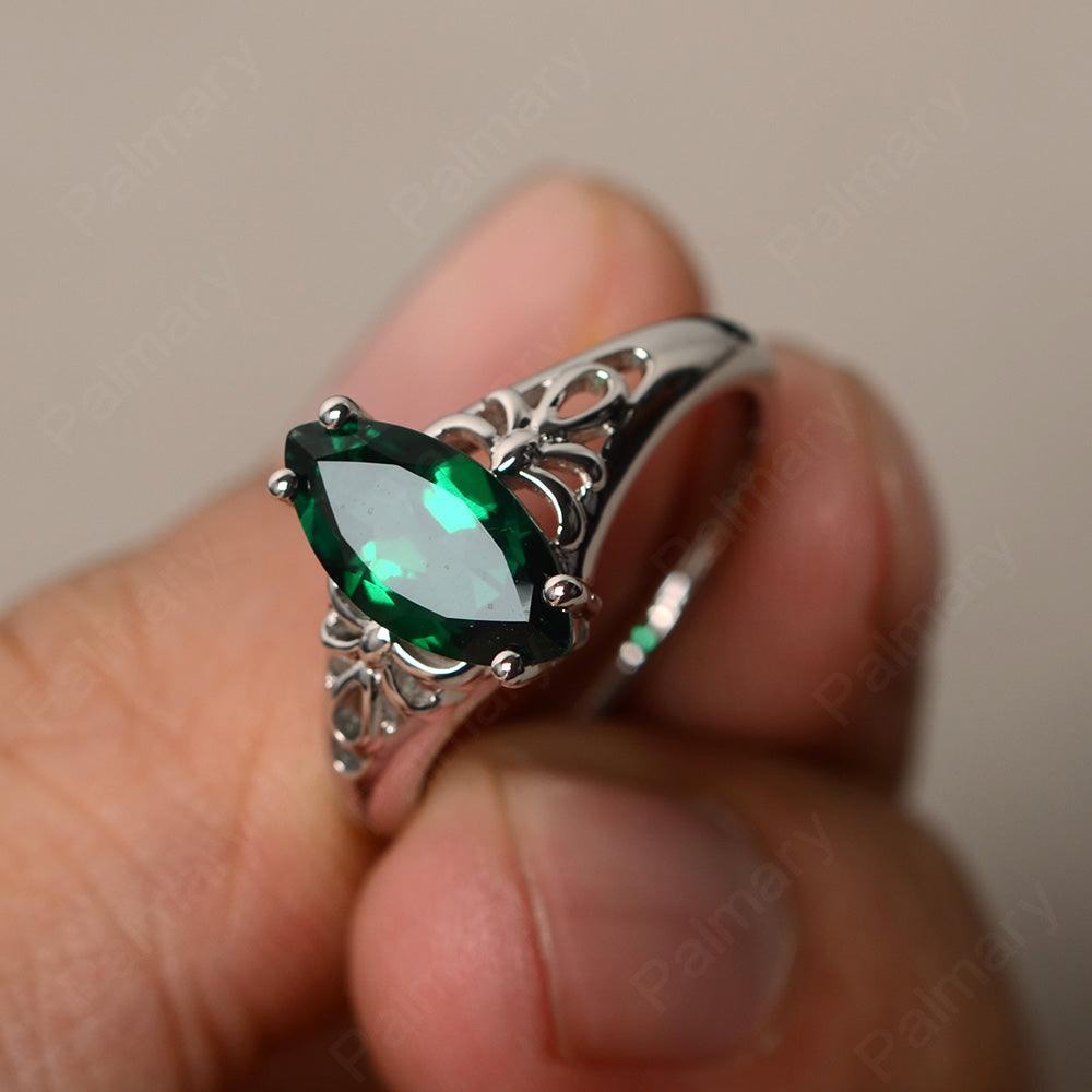 Marquise Cut Emerald Cocktail Ring - Palmary